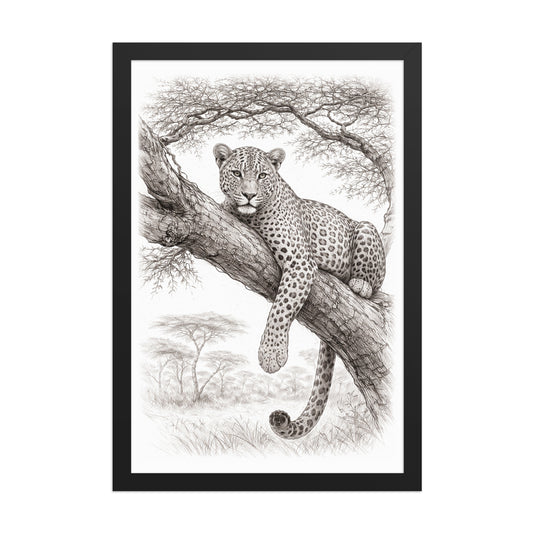 "Savanna King" – African Leopard Framed poster